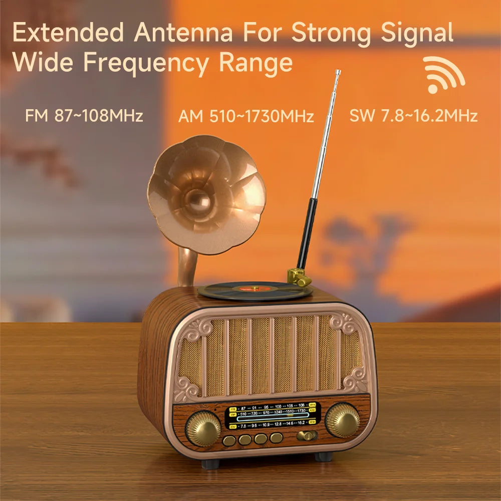 Portable FM AM Radio Multi-Band Vintage Retro Design for Home/Garden