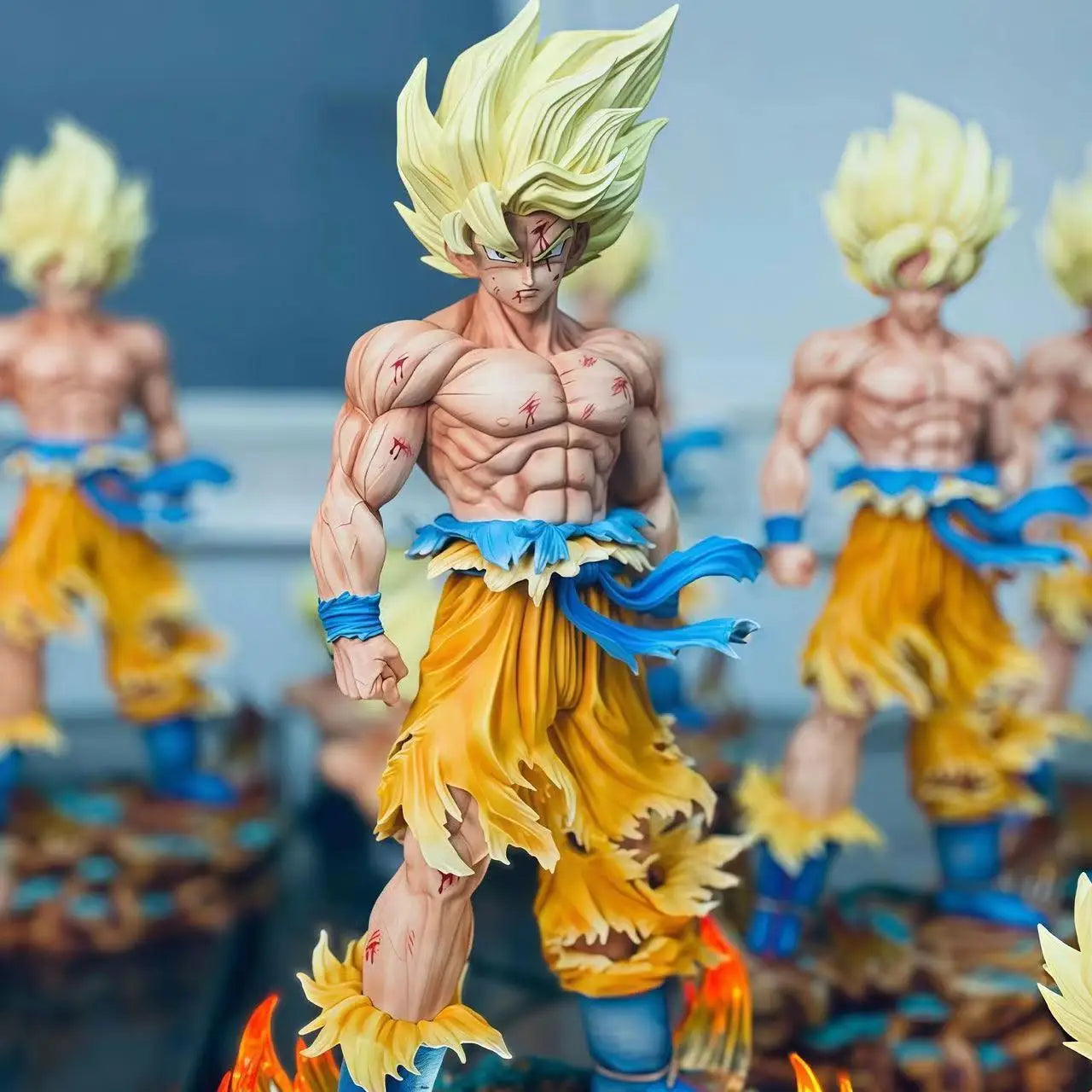 Dragon Ball Z Goku Figure JT Statue LED Base Super Saiyan with Replaceable Heads Gift