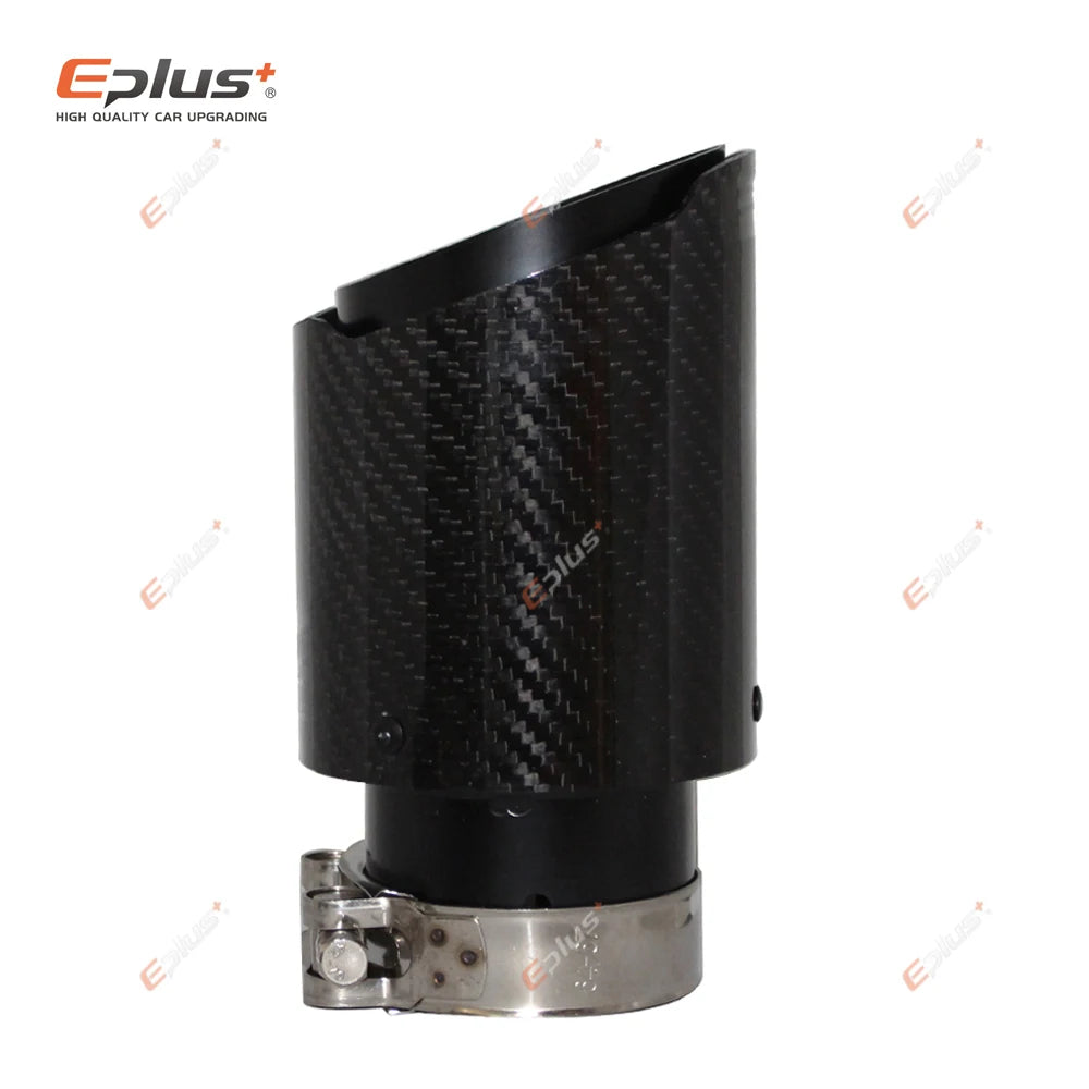 Carbon Muffler Tip | Glossy Black Exhaust Pipe Nozzle for Car Stainless Steel