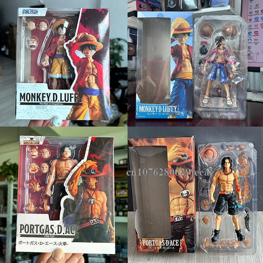 SHF One Piece Portgas D Ace Fire Fist Luffy PVC Movable Action Figure Toy