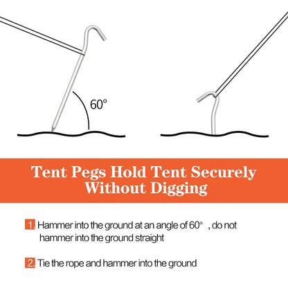 10pcs Aluminum Tent Stakes Pegs with Hooks Light Ground Pegs for Camping Tarp