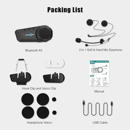 Motorcycle Helmet Intercom Freedconn KY Pro Bluetooth Headset 6 Riders 1000m