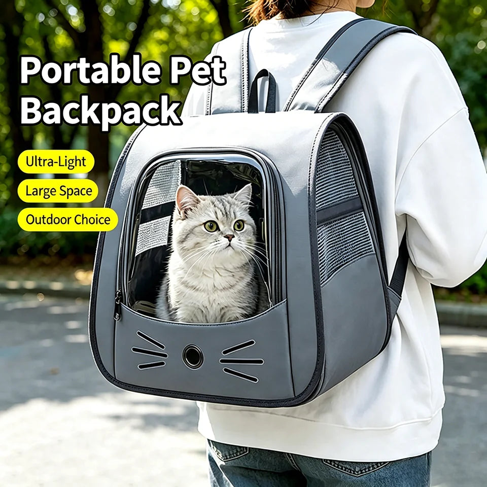 Breathable Travel Bag Carrier Backpack for Cats & Small Dogs Transparent