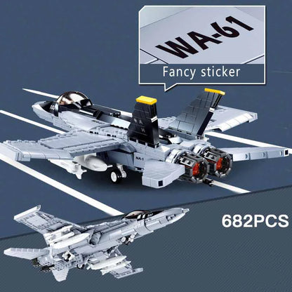 F/A-18E Fighter Jet Building Blocks Modern Military Aircraft Brick Toy Set