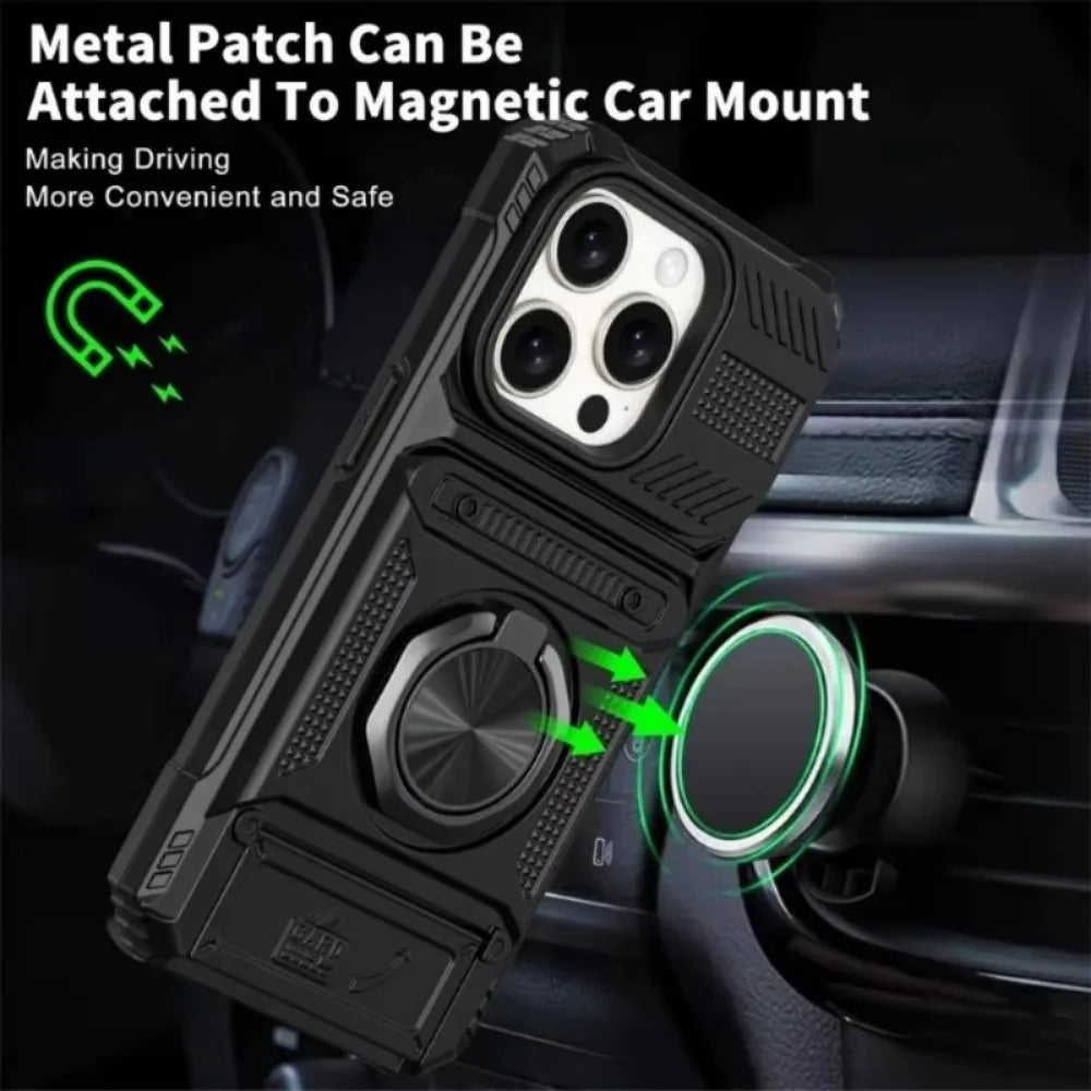 Ring Kickstand Wallet Case for Samsung S23FE S24 S25 A14-A55 Heavy Duty