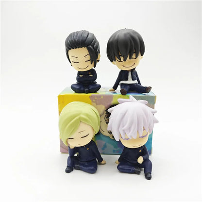 4pcs Jujutsu Kaisen Sleeping Figure Set Gojo Geto Haibara Nanami 5cm Cute Models