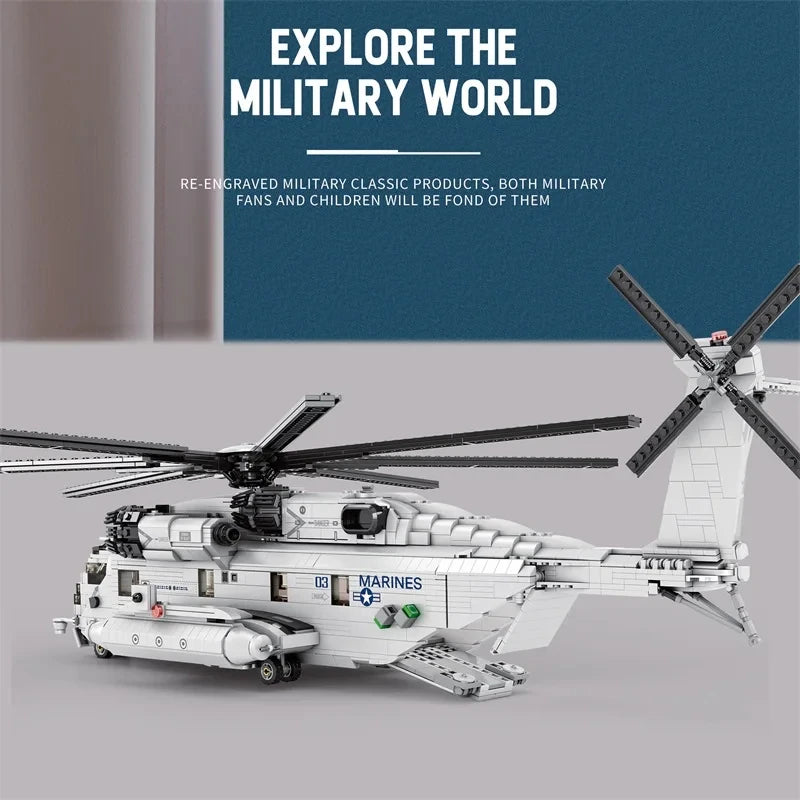 2192PCS CH-53E Transport Helicopter Building Blocks Army Plane Military Fighter Model Assembly Bricks Kids DIY Toys Holiday Gift-EXPROTAS