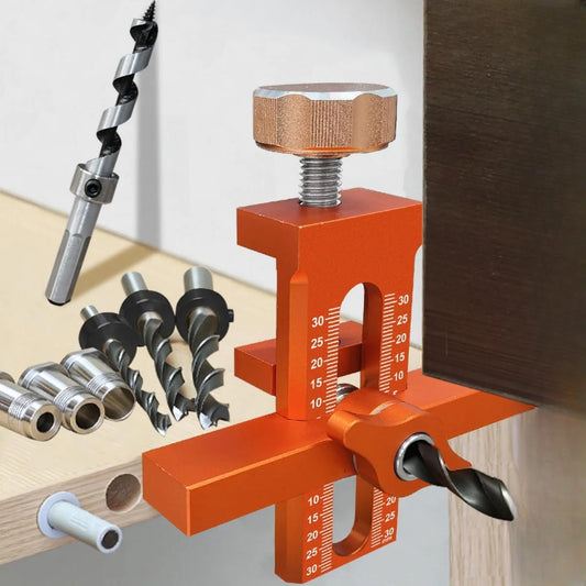 2-in-1 Cabinet Door Installation Positioner, 6/8/10mm Rebounder Punch Jig for Wardrobe Panel