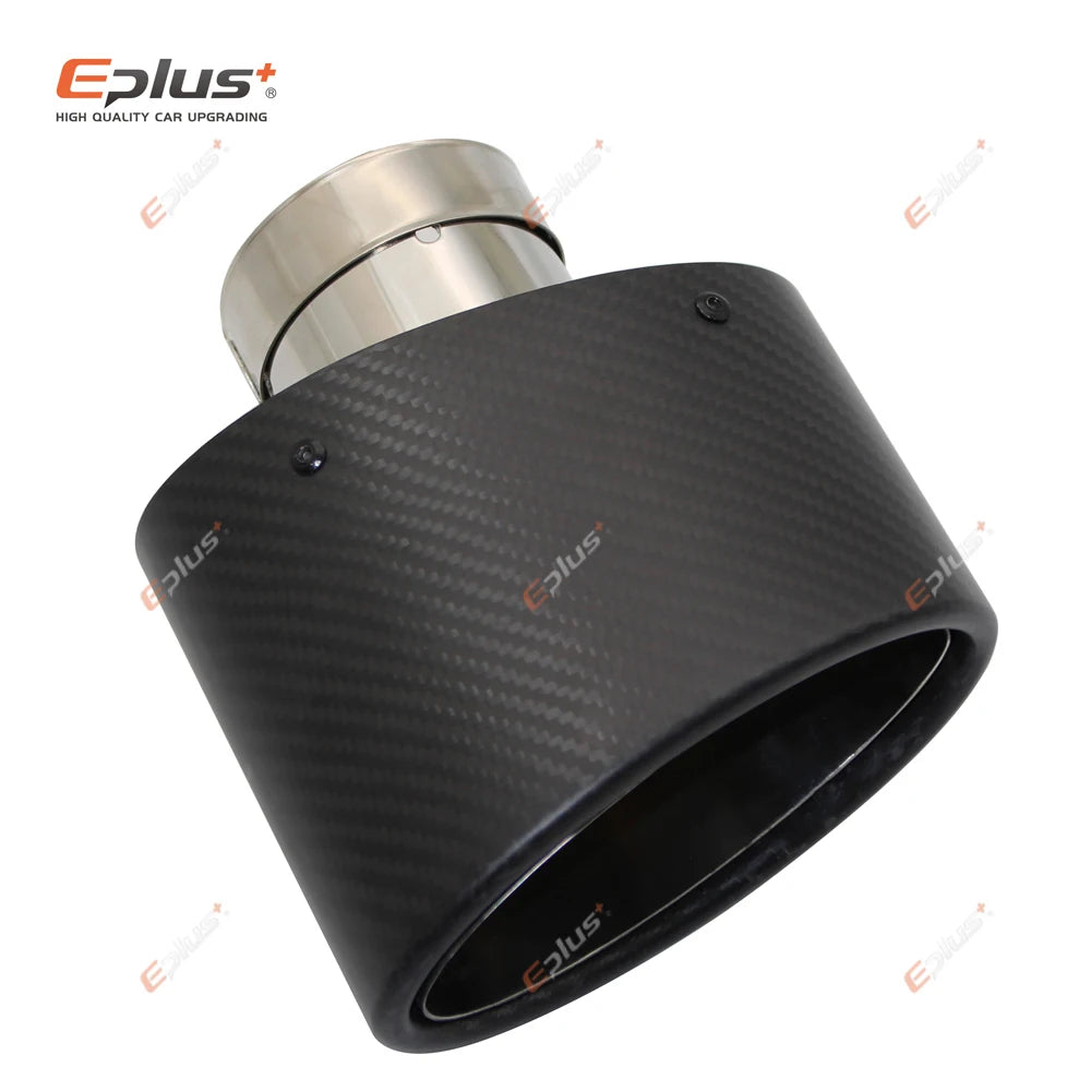 Universal Car Matte Carbon Fiber Muffler Tip Exhaust Pipe Nozzle Decoration Stainless Silver Oval 150mm Tilting Left Right-EXPROTAS