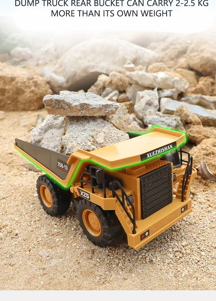 RC Excavator Dumper Car 2.4G Remote Control Engineering Vehicle Crawler Truck Bulldozer Toys for Boys Kids Christmas Gifts-EXPROTAS