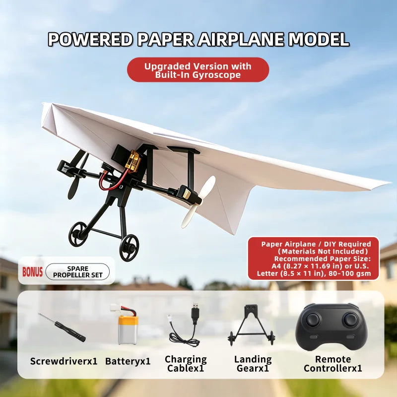 RC Paper Airplane Electric Remote Control Toy with Gyro Stabilizer for Kids