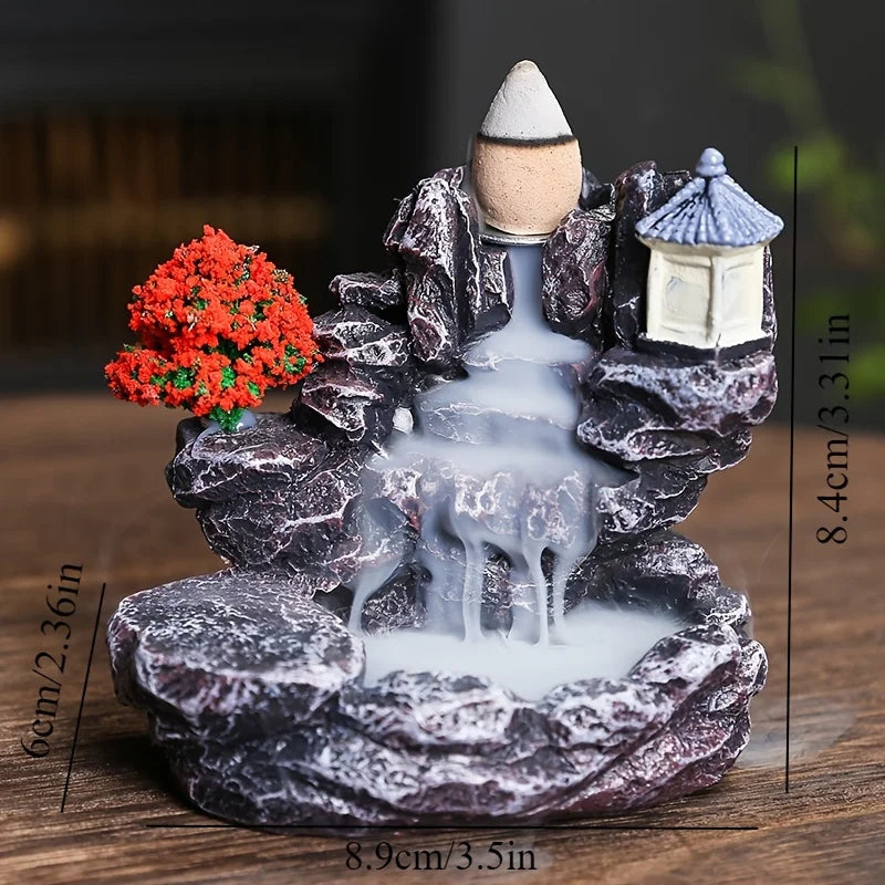 Incense Holder Backflow Waterfall Burner Ceramic Home Decor with Cones