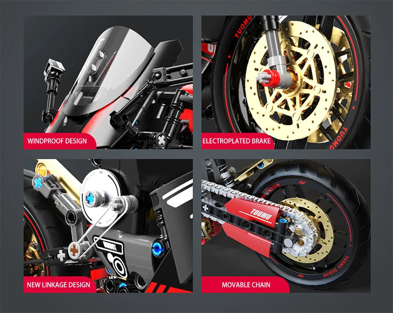 1:8 High-Speed Racing Motorcycle Building Blocks 426pcs DIY Technical Model Toy Gift