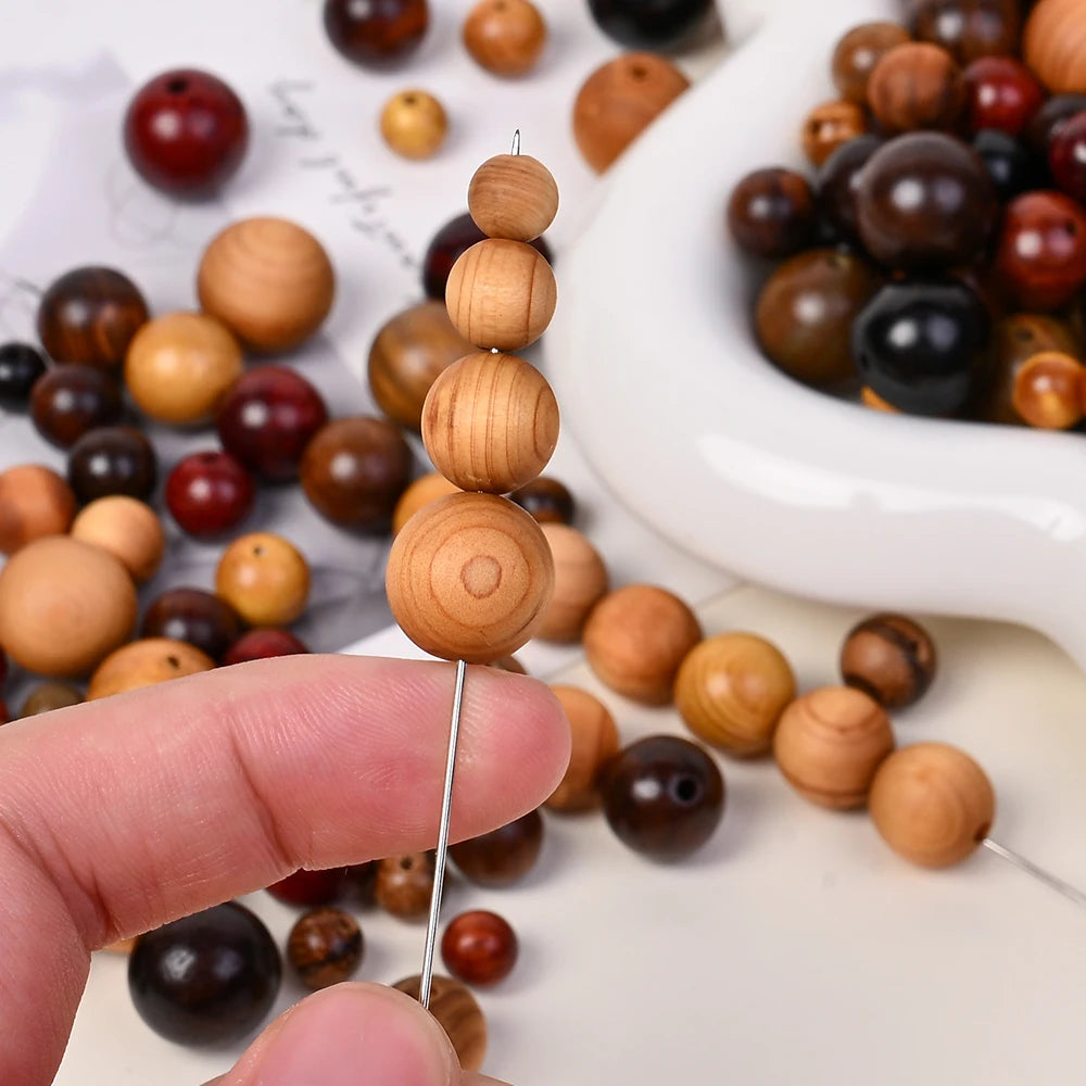 200Pcs Dark Brown Round Wooden Beads 6/8/10/12mm Loose Spacer for Jewellery