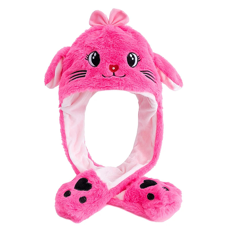 Funny Ear Hat Plush Rabbit Animal Cap for Party Teens Headwear