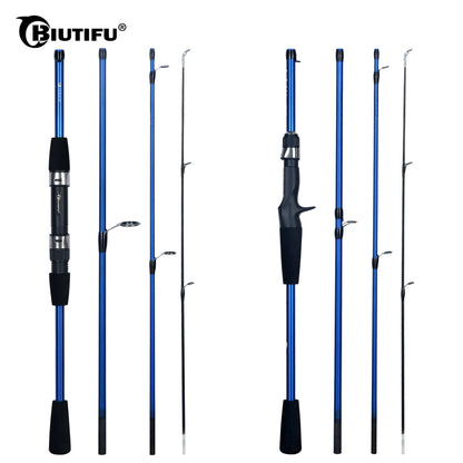 BIUTIFU Baitcasting Spinning Travel Carbon 4/5 Section Fishing Rods Casting Weight 5-20g Power Ultralight Lure Trout Mini Pole-EXPROTAS