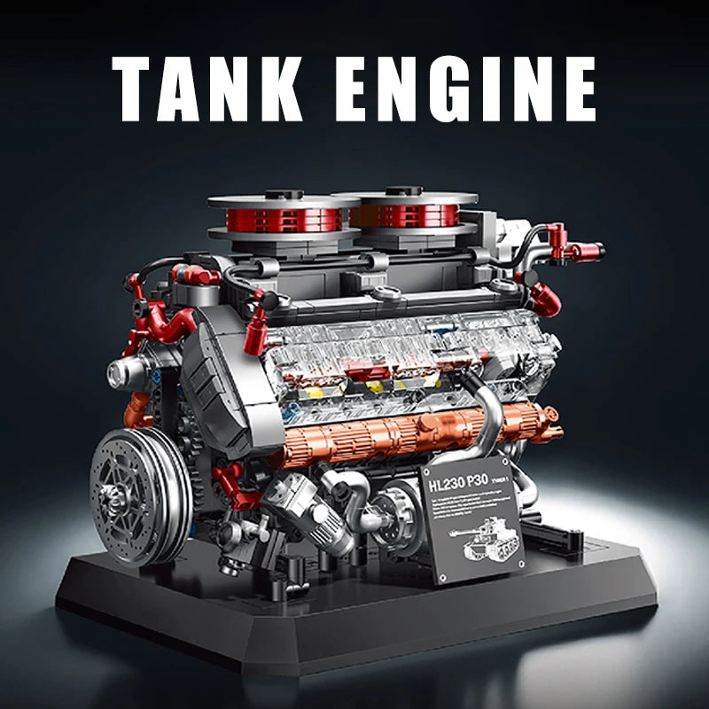 1200+pcs Tiger Tank Engine Simulation Building Blocks Technical DIY Model Toy Gift