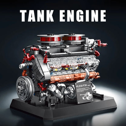 1200+pcs Tiger Tank Engine Simulation Building Blocks Technical DIY Model Toy Gift