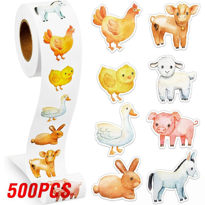 100-500pcs Cartoon Farm Zoo Animals Stickers Decoration DIY Reward Scrapbook