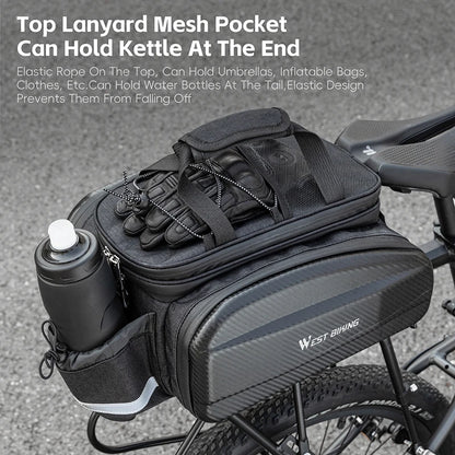 Bicycle Rear Bag Hard Shell Expandable Pannier Rack Carrier for MTB