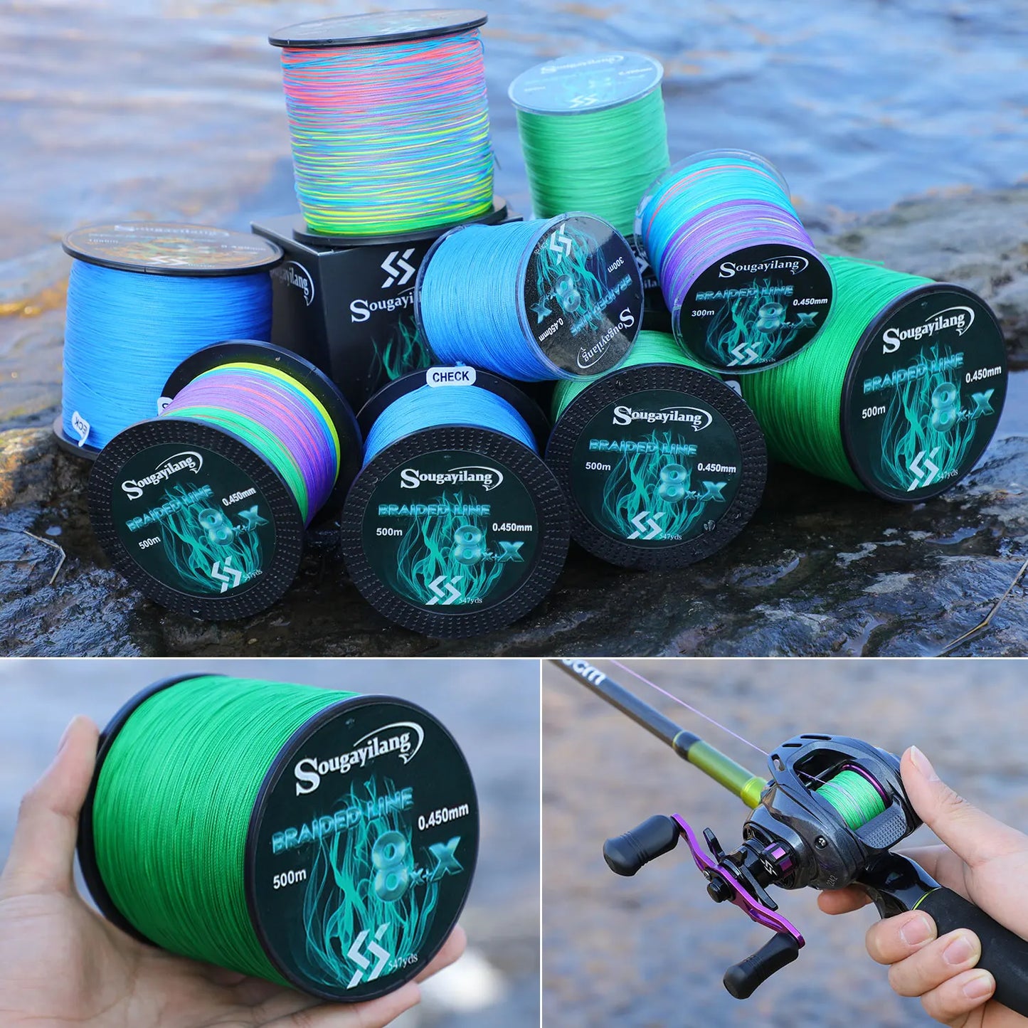 Sougayilang 8-Strand Braided Fishing Line 300/500/1000m PE Carp Line