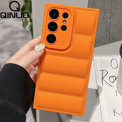 Down Jacket Style Silicone Case for Samsung S20-S26 Ultra Plus FE A-Series Soft