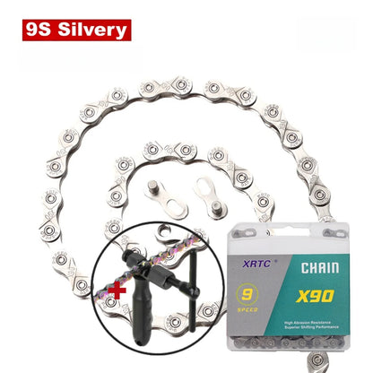 9 Speed Bike Chain 116 Links with Chain Breaker Kit MTB Road Bicycle Repair
