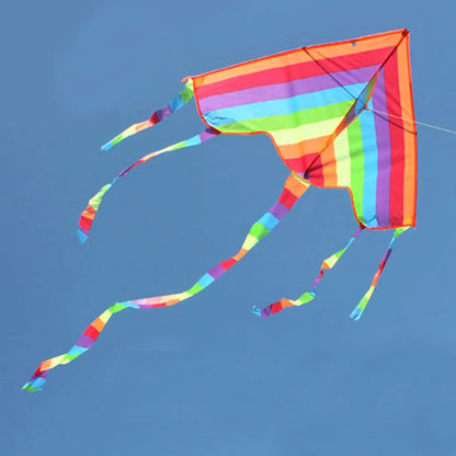 Rainbow Kite Outdoor Fun Beach Kids Easy Fly Colorful 1.07m with 30M Line