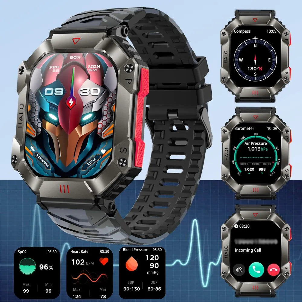 SENBONO 2023 Men Smartwatch Compass Barometer Altimeter GPS Trajectory Outdoor Sport Bluetooth Call 650mAh 2.0'' Smart Watch Men-EXPROTAS
