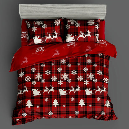 3-Piece Christmas Duvet Cover Set Reversible Bedding Quilt Double King Size