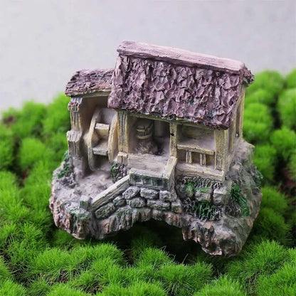 1PCS Mini House Model Resin Ornament for Garden Landscaping Decor