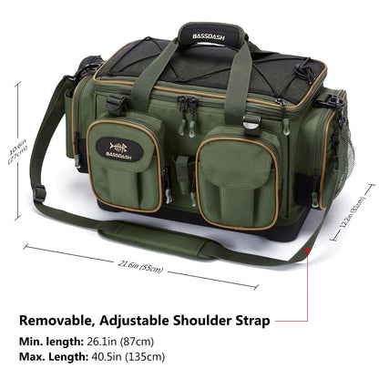 Fishing Shoulder Bag BASSDASH Water Resistant Tackle Pack with Rain Cover