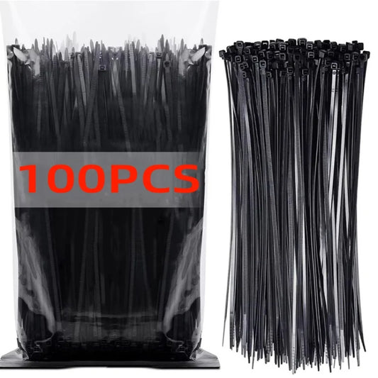 100Pcs Nylon Cable Ties Self-locking Fastening Straps for Home Office