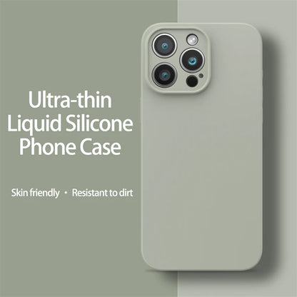 Ultra-Thin Liquid Silicone Case for iPhone 13-16 Pro Max Plus Soft Cover