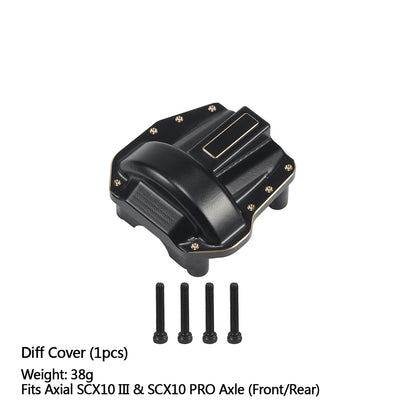 Black Brass Steering Knuckle Portal Cover Weights for Axial Capra SCX10 III
