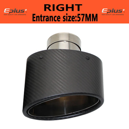 Universal Car Matte Carbon Fiber Muffler Tip Exhaust Pipe Nozzle Decoration Stainless Silver Oval 150mm Tilting Left Right-EXPROTAS