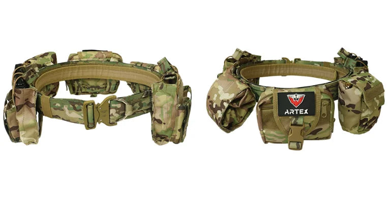 Tactical Battle Duty Belt Set w/ Pouches Airsoft Law Enforcement Utility Gear