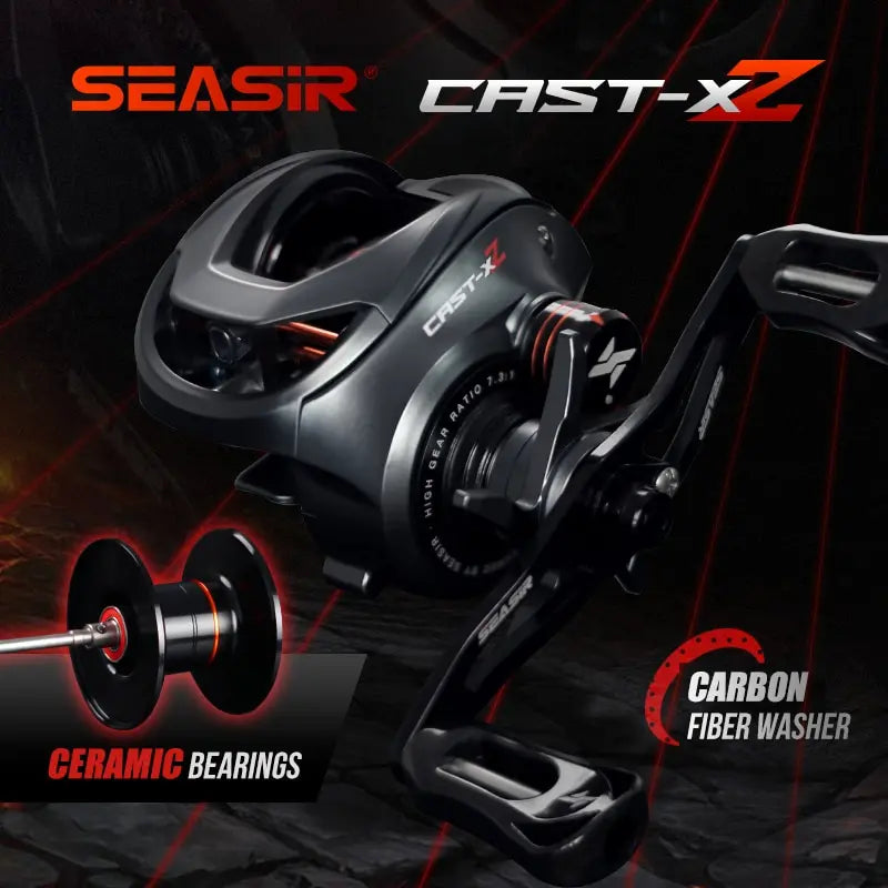 Baitcasting Reel 7.3:1 Seasir Cast X2 Ceramic Bearing N52 Brake Carbon Fibre