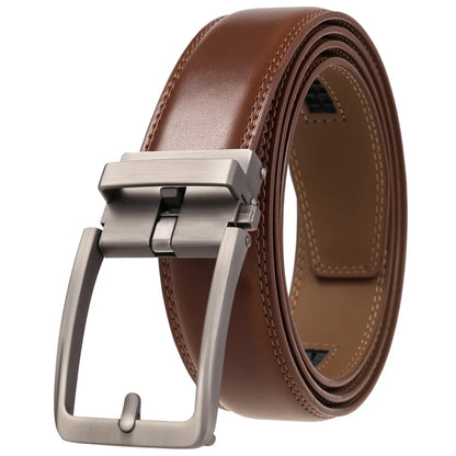 Men's Leather Belt Automatic Buckle 3.5cm Luxury Black Brown