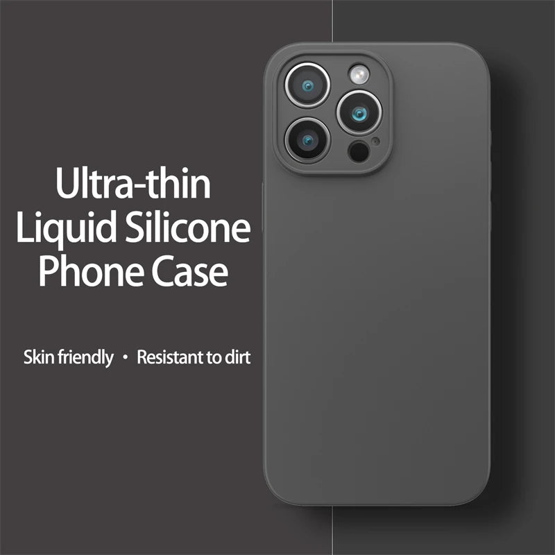 Ultra-Thin Liquid Silicone Case for iPhone 13-16 Pro Max Plus Soft Cover