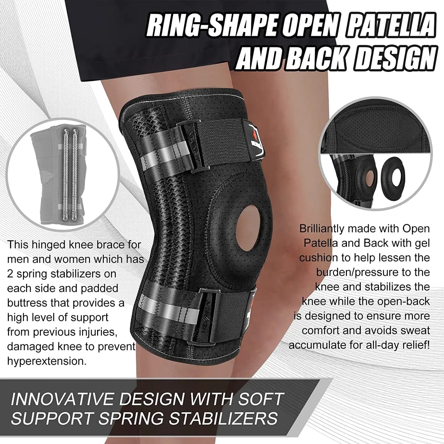 NEENCA Adjustable Knee Brace with Side Stabilizers Support for Men & Women - EXPROTAS
