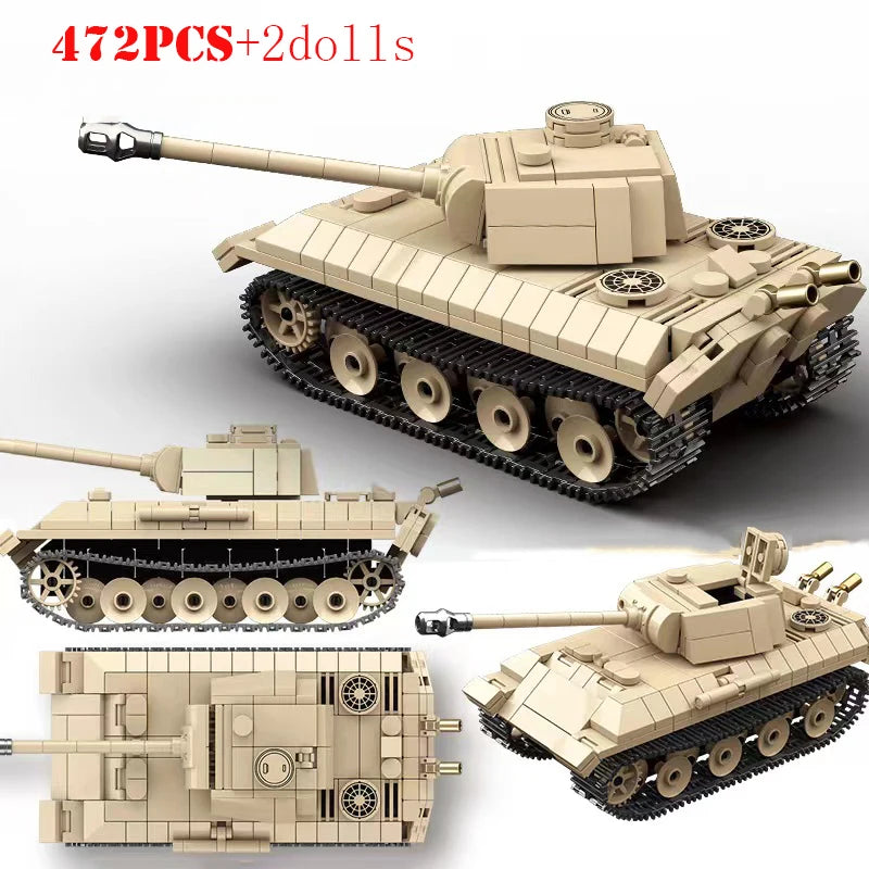 WW2 German Panther Panzer III Tiger I Tank Building Blocks Military Brick Set