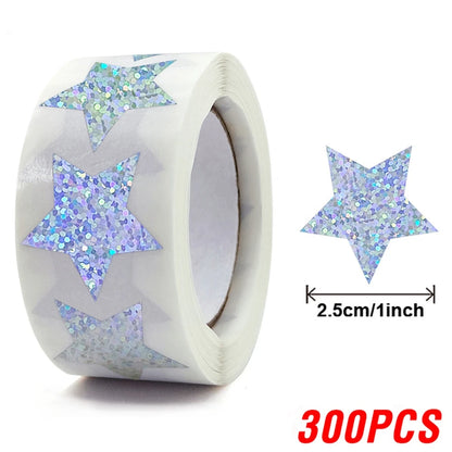 500Pcs Holographic Star Stickers Reward Labels School Teacher Kids