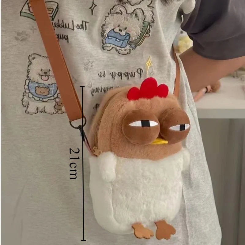 Fur Chicken Plush Bag Funny Ugly Hen Shape Handbag Satchel Purse for Women