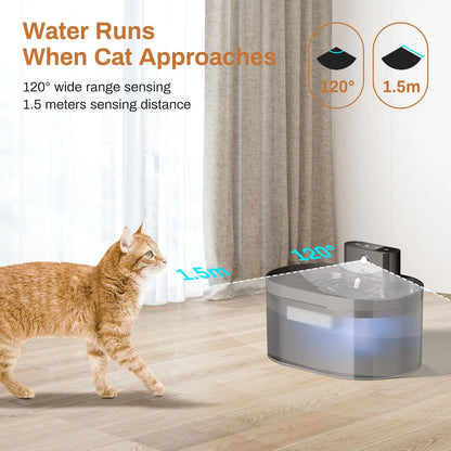 2.2L Automatic Pet Water Fountain Induction Cat Dog Silent Drinking Bowl