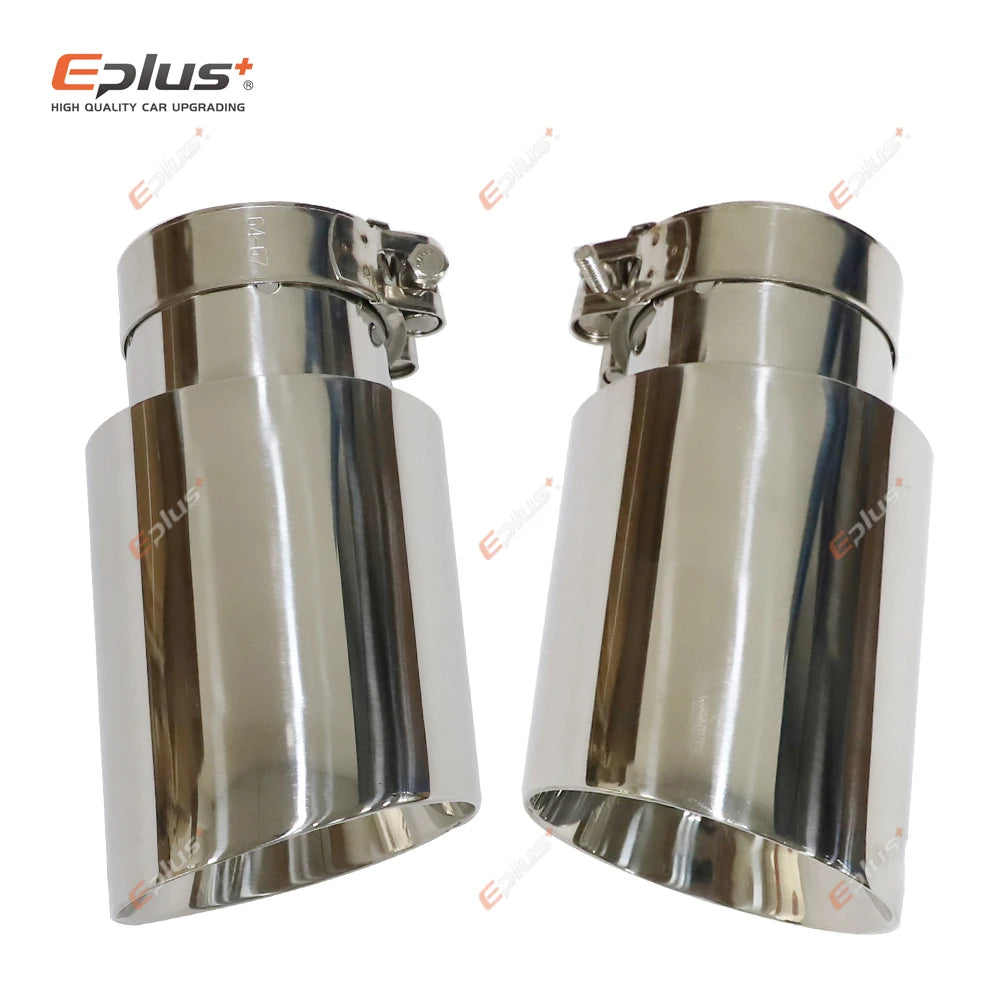 Car Stainless Steel Silver Muffler Tip Universal Exhaust Pipe Mufflers bilayer Nozzle bilayer Decoration Bevel End-EXPROTAS