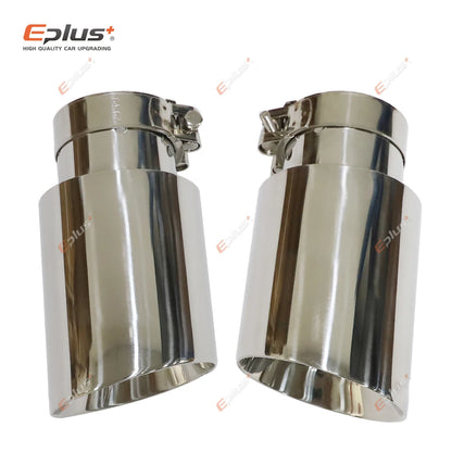 Car Stainless Steel Silver Muffler Tip Universal Exhaust Pipe Mufflers bilayer Nozzle bilayer Decoration Bevel End-EXPROTAS