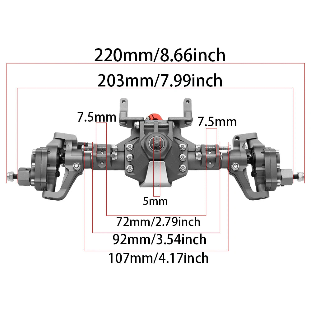 1/10 RC Crawler Aluminum Portal Axle CNC Front Rear for SCX10 II 90046 90047 GEN8 RGT - EXPROTAS