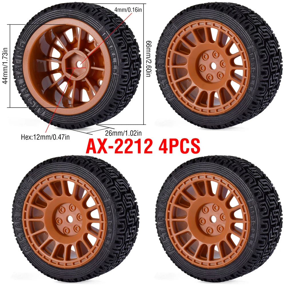 1/10 RC Wheels & Tires Set 12mm Hex On-Road Drift/Rally for Tamiya TT-02 Compatible Chassis