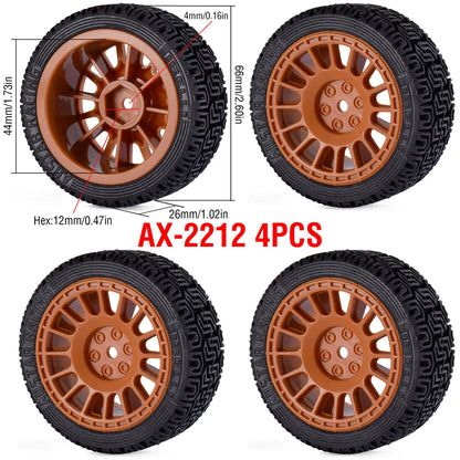 1/10 RC Wheels & Tires Set 12mm Hex On-Road Drift/Rally for Tamiya TT-02 Compatible Chassis